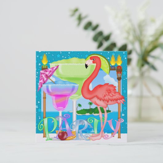 Paradies PARTY / Luau - SRF Einladung (Stehend Vorderseite)