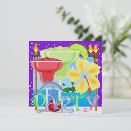 Paradies PARTY / Luau - SRF Einladung (Stehend Vorderseite)