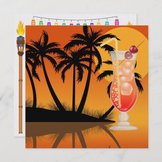 Paradies PARTY / Luau - SRF Einladung (Vorne/Hinten)