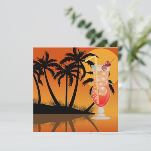 Paradies PARTY / Luau - SRF Einladung (Stehend Vorderseite)