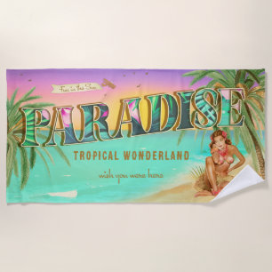 Paradies-Postkarten-Stil Spaß in der Sonne Handtu Strandtuch