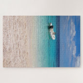 Paradies - Schnellboot im blauen Meer Puzzle (Horizontal)