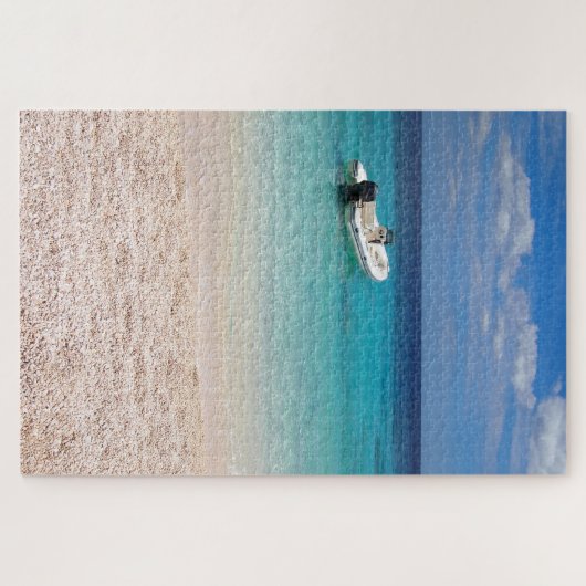 Paradies - Schnellboot im blauen Meer Puzzle (Horizontal)