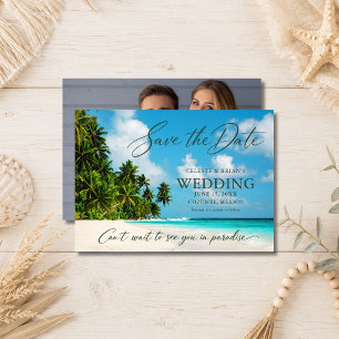 Paradies Strand Ziel Hochzeitsfoto   Save The Date