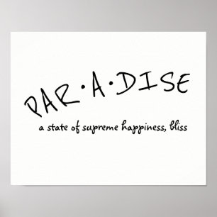 Paradies Typografie Poster fett schwarz-weiß
