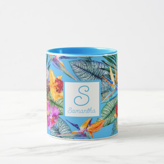 Paradies- und Orchideenblauer Vogel Tasse (Zentrum)