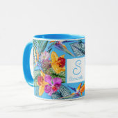 Paradies- und Orchideenblauer Vogel Tasse (Vorderseite Links)