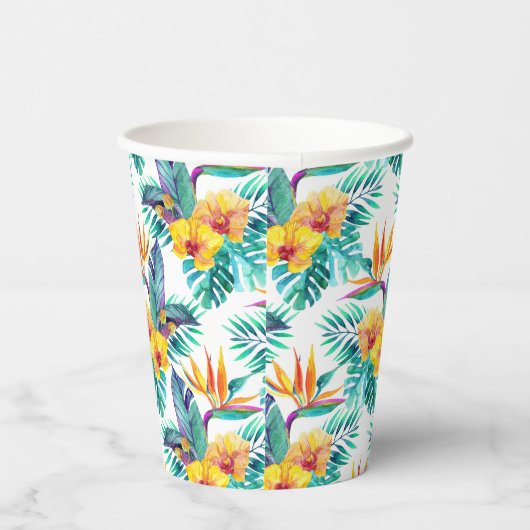 Paradies- und Orchideenvogel Pappbecher (Rechts)