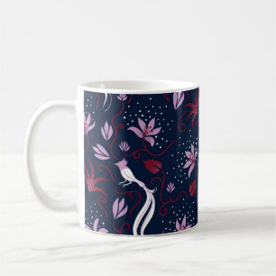 Paradies Vögel: Blühendes Vintages Muster. Kaffeetasse
