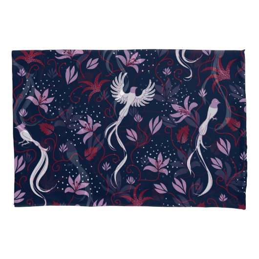 Paradies Vögel: Blühendes Vintages Muster. Kissenbezug (Vorderseite)