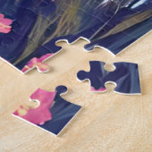 Paradiesbucht | Rosa Aquarell-Ozeanwellen Sonnenun Puzzle (Seite)