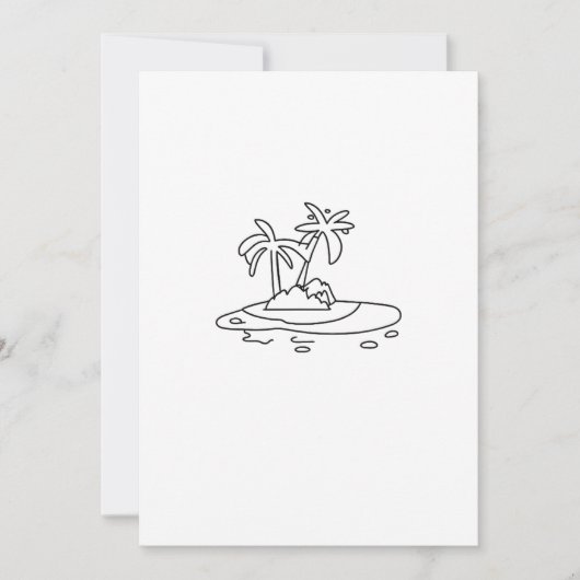 Paradiesinsel Geschenk, Liniendrawing Einladung (Vorderseite)