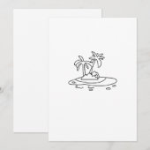 Paradiesinsel Geschenk, Liniendrawing Einladung (Vorne/Hinten)