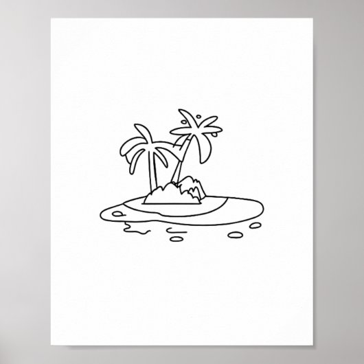 Paradiesinsel Geschenk, Linienzeichnung Poster (Vorne)