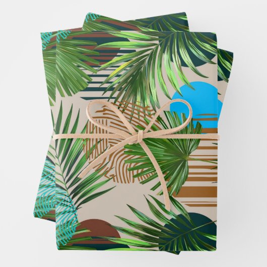 Paradiespflanzen hawaiianisches Muster Geschenkpapier Set (Beispiel)