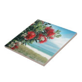 Paradiesstrand Rote Blume Neuseeland Sommer Fliese (Seite)