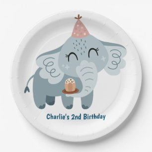 Paradiestier, Elefant mit Geschenken und Party mit Pappteller