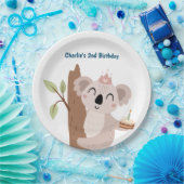 Paradiestier, Koala mit Geburtstagstorte Pappteller (Party)