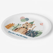 Paradiestier, Tiger mit Geschenken und Party-Hut Pappteller (Schrägansicht)