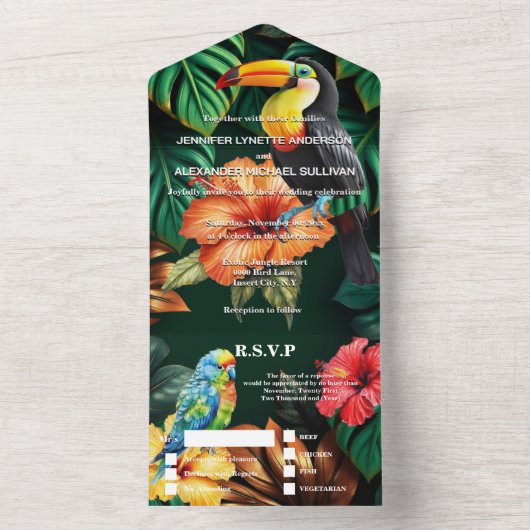 Paradiesvögel All In One Einladung (Innen)