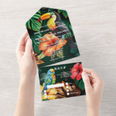 Paradiesvögel All In One Einladung (Abreißtisch)