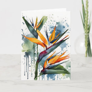 Paradiesvogel - Aquarellblumen Karte