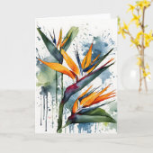 Paradiesvogel - Aquarellblumen Karte (Gelbe Blume)