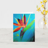 Paradiesvogel auf Feuer Notecard Karte (Gelbe Blume)