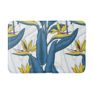 Paradiesvogel auf Weiß-Blume Badematte