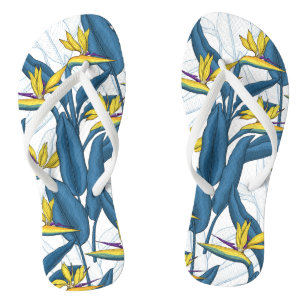 Paradiesvogel auf Weiß-Blume Badesandalen