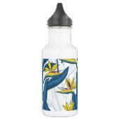 Paradiesvogel auf Weiß-Blume Edelstahlflasche (Links)