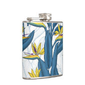 Paradiesvogel auf Weiß-Blume Flachmann (Rechts)