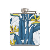 Paradiesvogel auf Weiß-Blume Flachmann (Rückseite)