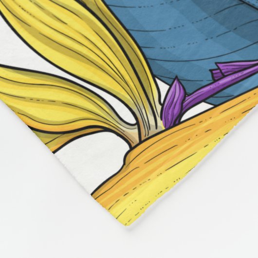 Paradiesvogel auf Weiß-Blume Fleecedecke (Ecke)