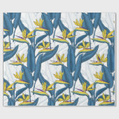 Paradiesvogel auf Weiß-Blume Geschenkpapier (Flach)