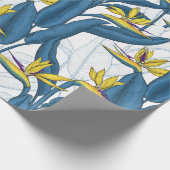 Paradiesvogel auf Weiß-Blume Geschenkpapier (Ecke)