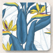Paradiesvogel auf Weiß-Blume Getränkeuntersetzer (Vorderseite)