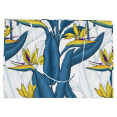 Paradiesvogel auf Weiß-Blume Große Geschenktüte (Rückseite)