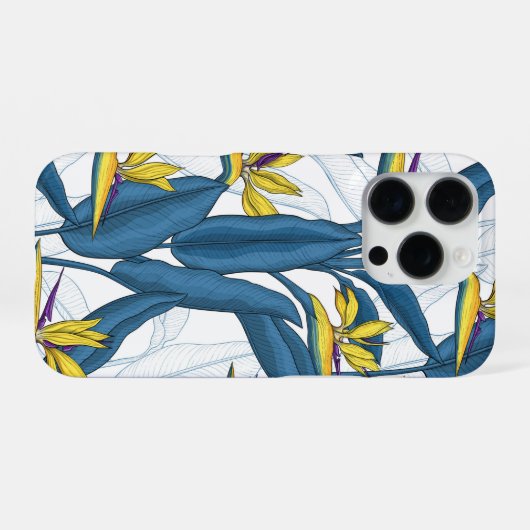 Paradiesvogel auf Weiß-Blume iPhone Hülle (Rückseite (Horizontal))