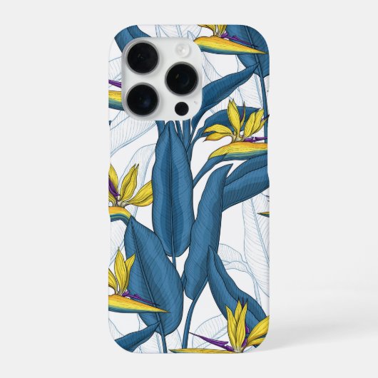 Paradiesvogel auf Weiß-Blume iPhone Hülle (Rückseite)