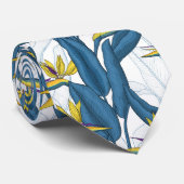 Paradiesvogel auf Weiß-Blume Krawatte (Gerollt)