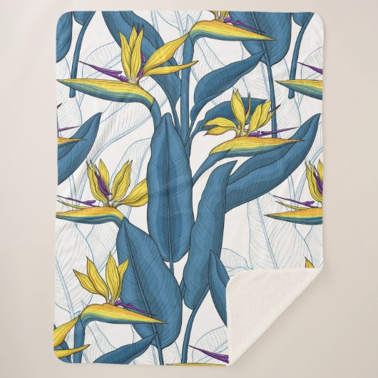 Paradiesvogel auf Weiß-Blume Sherpadecke (Vorderseite)