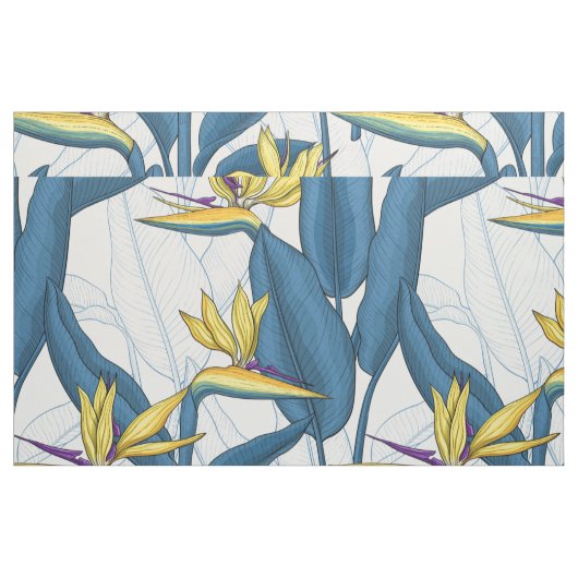Paradiesvogel auf Weiß-Blume Stoff (Fat Quarter (45,7 x 55,9 cm))