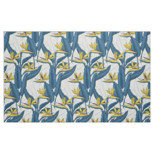 Paradiesvogel auf Weiß-Blume Stoff