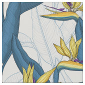Paradiesvogel auf Weiß-Blume Stoff (Nahaufnahme)