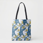 Paradiesvogel auf Weiß-Blume Tasche (Vorderseite)