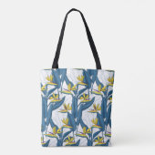 Paradiesvogel auf Weiß-Blume Tasche (Rückseite)