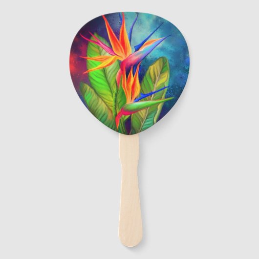 Paradiesvogel Blume Handfan Fächer (Rückseite)