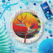 Paradiesvogel Blumen-geometrisches tropisches Pappteller (Party)