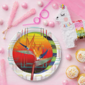 Paradiesvogel Blumen-geometrisches tropisches Pappteller (Party)